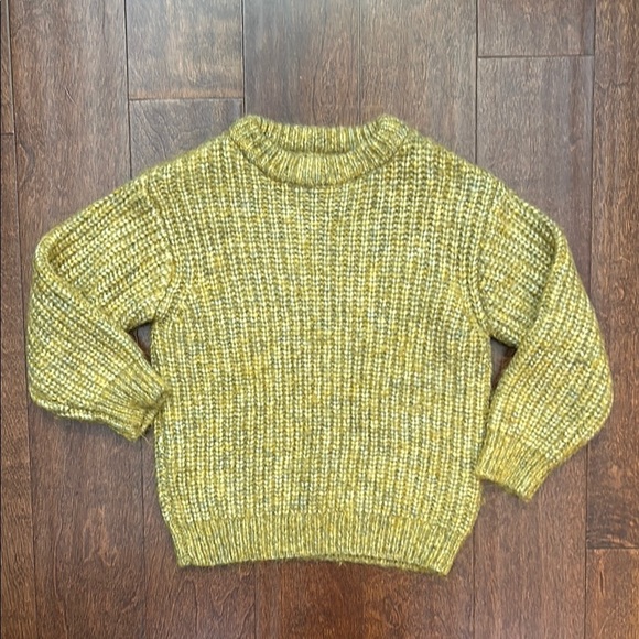 Zara Kid’s Mustard and Green Marled Fuzzy Knit Sweater, Size 6/7 - Picture 1 of 11